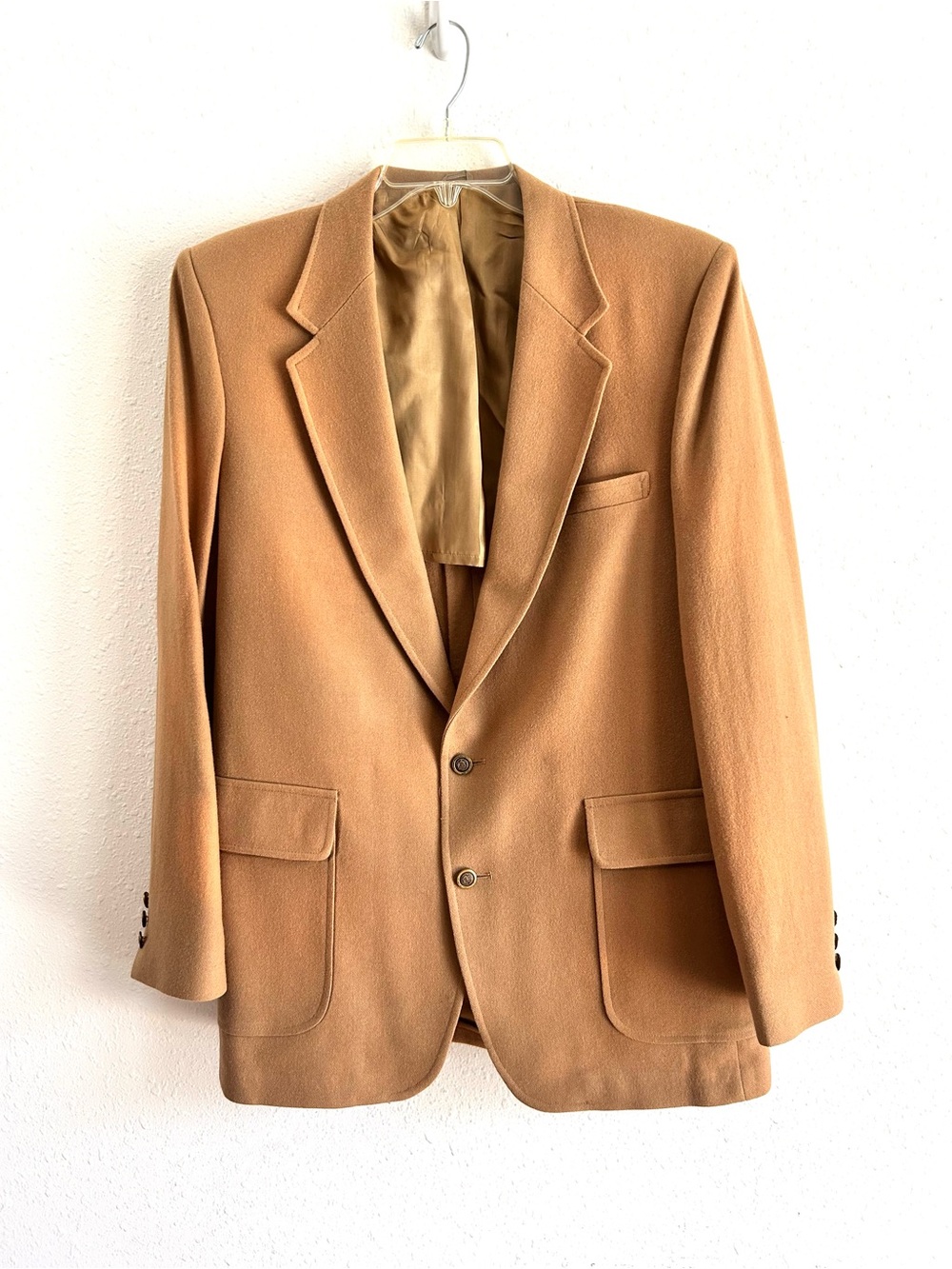 Man In Wool Blazer Mens 42L Camel Brown Sport Coat Vintage Classic